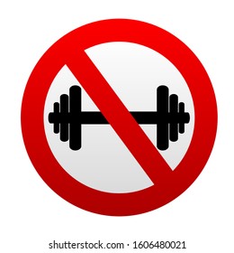 Weight lifting ban vector sign