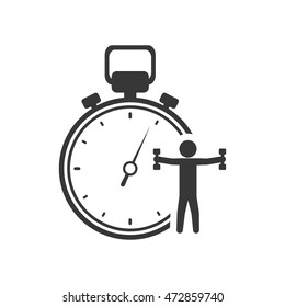 weight lifting chronometer healthy lifestyle fitness silhouette icon. Flat and Isolated design. Vector illustration