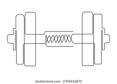 Ilustración de arte de línea simple de contorno simple de mancuerna de levantamiento de peso aislada