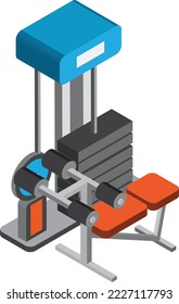 Weight lifting equipment illustration in 3D isometric style isolated on background