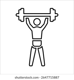 Weight Lifting Exercise Icon, Line Vector graphics