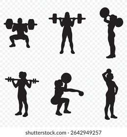 Weight Lifting and Fitness, art vector silhouettes design . Weightlifter Silhouettes, art vector design . 