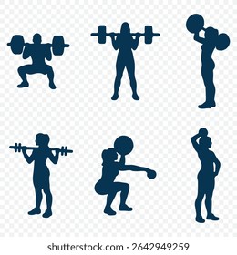 Weight Lifting and Fitness, art vector silhouettes design . Weightlifter Silhouettes, art vector design . 