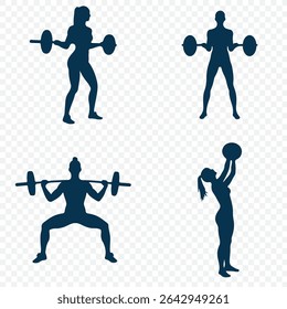 Weight Lifting and Fitness, art vector silhouettes design . Weightlifter Silhouettes, art vector design . 