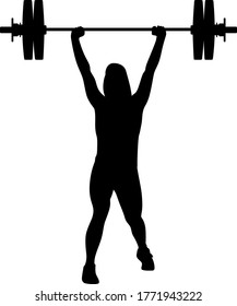 weight lifting girl silhouette. girl raises weights