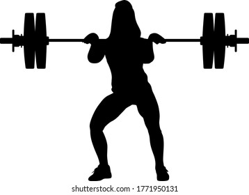 weight lifting girl silhouette vector