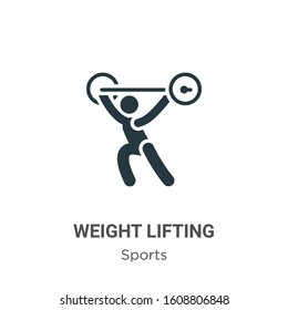 Weight lifting glyph icon vector on white background. Flat vector weight lifting icon symbol sign from modern sports collection for mobile concept and web apps design.