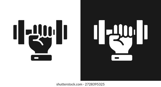 Weight Lifting Icon In Black And White Glyph Style