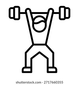 Icono de levantamiento de peso Línea Estilo Ilustración vectorial