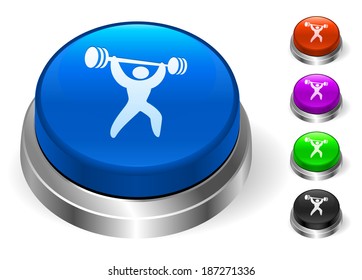 Weight Lifting Icons on Round Button Collection