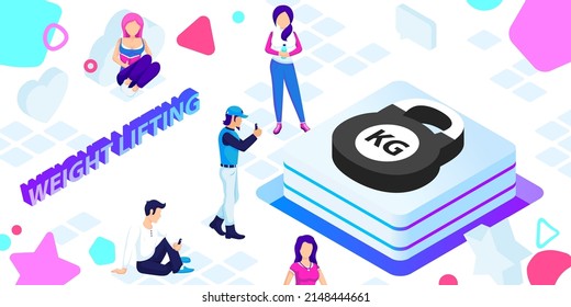 Icono de diseño isométrico de Levantamiento de peso. Ilustración web de vectores. 3.ª colorida concepción