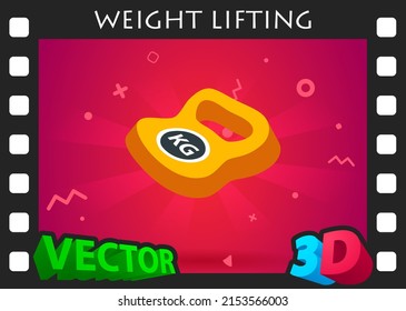 Weight lifting isometric design icon. Vector web illustration. 3d colorful concept