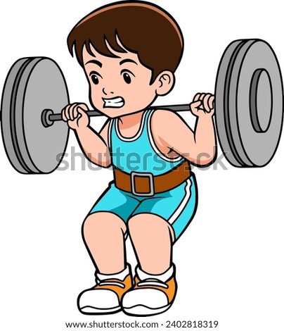 weight lifting kid vector illustration isolated on white background
