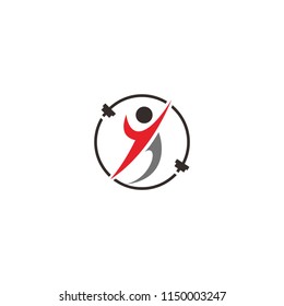 weight lifting logo simple round sport, abstract vector for icon or design template