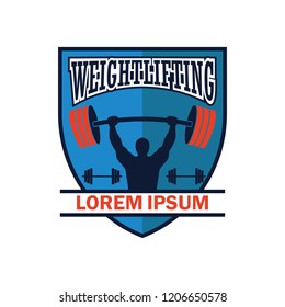 weight lifting logo with text space for your slogan / tag line, vector illustration