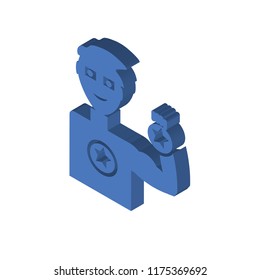 Weight lifting medal isometric left top view 3D icon