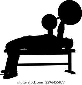 A weight lifting muscle man or bodybuilder weightlifting weights in silhouette