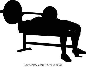 A weight lifting muscle man or bodybuilder weightlifting weights in silhouette