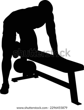 A weight lifting muscle man or bodybuilder weightlifting weights in silhouette