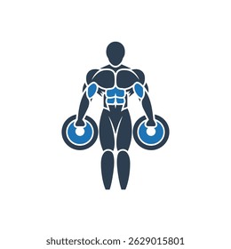 Weight Lifting Muscular Body Icon Isolated On White Background