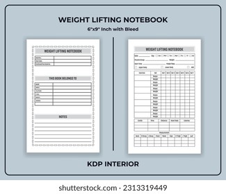 Weight Lifting Note book Template