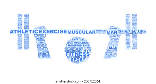 weight lifting pictogram vector tag cloud illustration