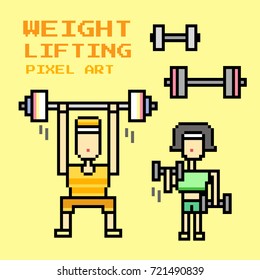 Weight lifting Pixel Art. Elements Design. Illustration and icon.