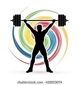 Weight Lifting silhouette, designed on spin wheel background graphic vector.