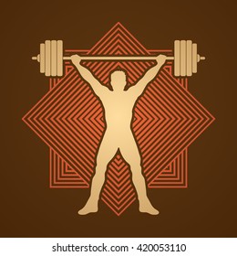 Weight Lifting silhouette, designed on line square background graphic vector.