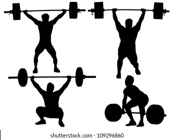 Weight Lifting Silhouette On White Background