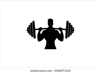 Weight lifting silhouette on white background. man gym vector.