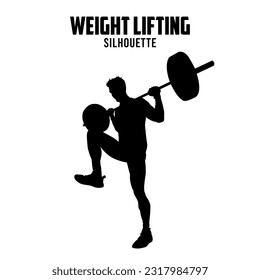 weight lifting Silhouette vector stock illustration, weightlifter silhouette 07