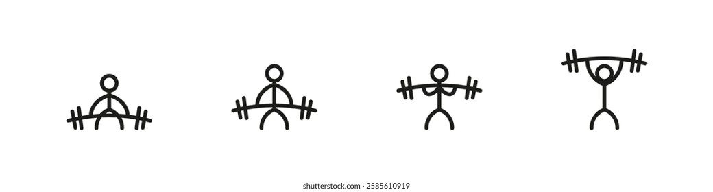 Weight Lifting Simple Vector Outline Icon Set