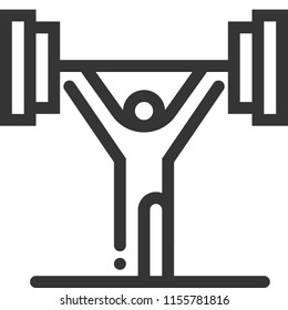 Weight lifting stick figure, bold line stick figure icon. The illustration is vector, editable stroke, 48x48 pixel perfect. Crafted with precision and eye for quality.