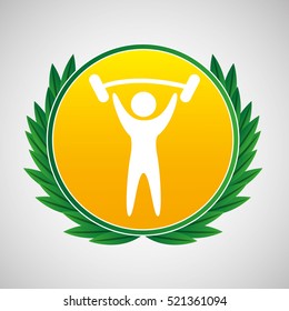 weight lifting symbol label laurel wreaths vector illustration eps 10