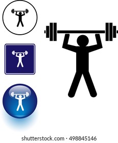 weight lifting symbol sign and button