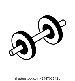 Weight lifting tool, modern isometric vector of dumbbell in editable style
