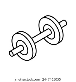 Weight lifting tool, modern isometric vector of dumbbell in editable style