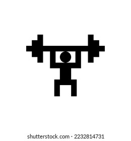 Weight lifting. Weightlifter vector icon. Sportsman lifting a barbell.