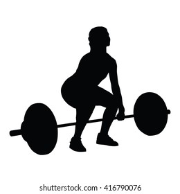 Weight Lifting Woman Vector Silhouette, Fitness