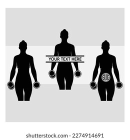 Weight Lifting Women, Gym, Muscle Women, Female Body Builder Silhouette, Workout, Fitness, Silhouette, Women Workout, Weights Svg