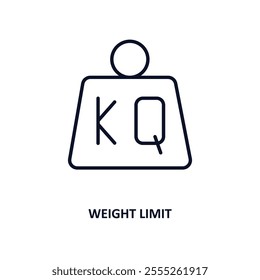 weight limit outline icon.  Thin line icon from delivery and logistic collection. Editable vector isolated on white background