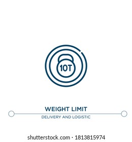 icono del vector de contorno de límite de peso. ilustración de elemento simple. icono de contorno de límite de peso a partir del concepto de entrega editable. se puede usar para web y móvil

