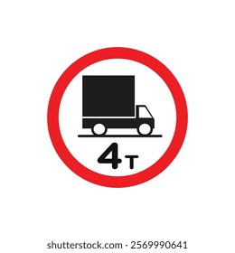Weight limit traffic sign flat line symbol set.