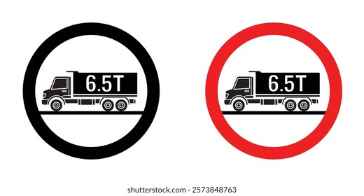 Weight limit traffic sign vector in filled and 3 stroke weights