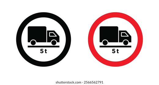 Weight limit traffic signs in black and color style