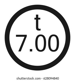 Weight limitation 7 tons line icon, Traffic and road sign, vector graphics, a solid pattern on a white background, eps 10.