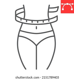 Waist with measuring tape hand drawn outline Vector Image