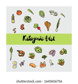 Gráfica dietética que pierde peso. No hay hidratos de carbono en la lista de alimentos para la dieta de Keto para un estilo de vida saludable. 