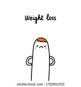 Weight loss bipolar disorder symptom man expressive in cartoon comic style illustration